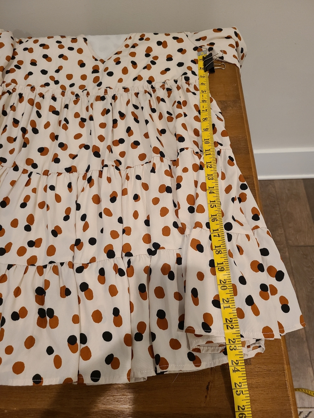 Altar'd State Brown And Black Polka Dot Oversized Tiered Ruffle Hem Mini Dress - Picture 8 of 9